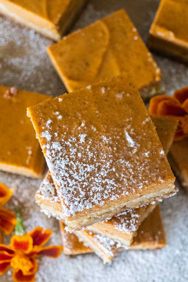 stacked grain-free pumpkin pie bars