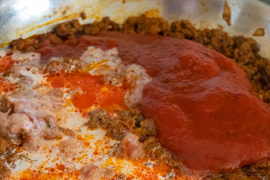 chorizo mixture with sauce