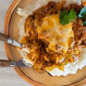 Cheesy Cabbage Chorizo Casserole