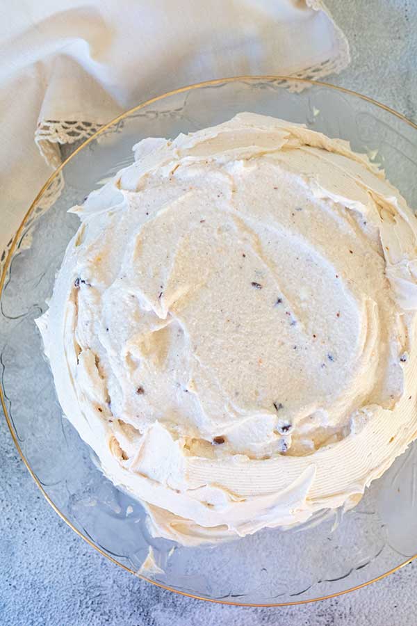 top view of cake decorated with frosting