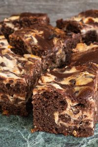 coffee brownie with ricotta swirl squares