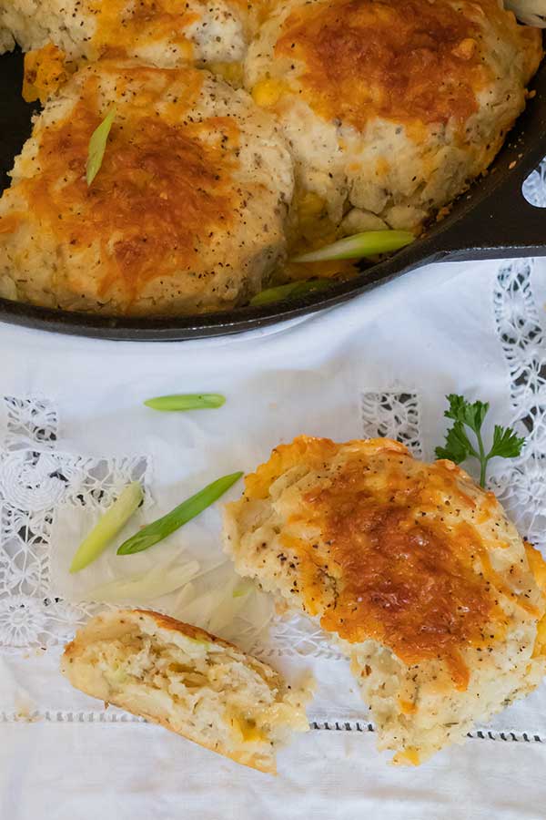 piece of mashed potatoes biscuit on a napkin