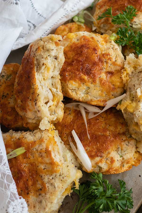 gluten free mashed potatoes biscuits on a tray