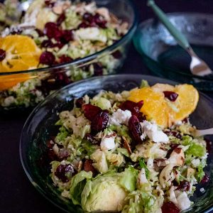 Shredded Brussel Sprouts and Cranberries Salad