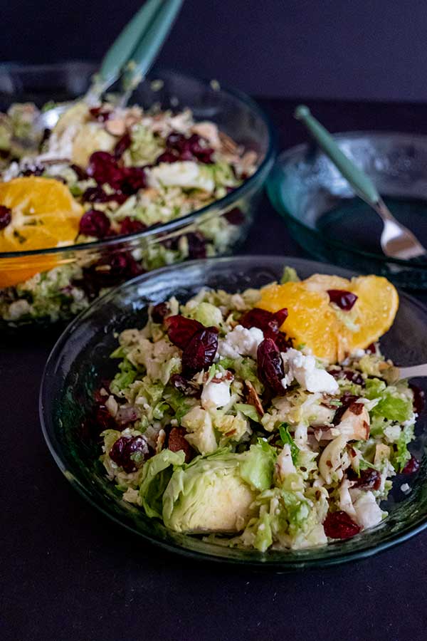 Shredded Brussel Sprouts and Cranberries Salad