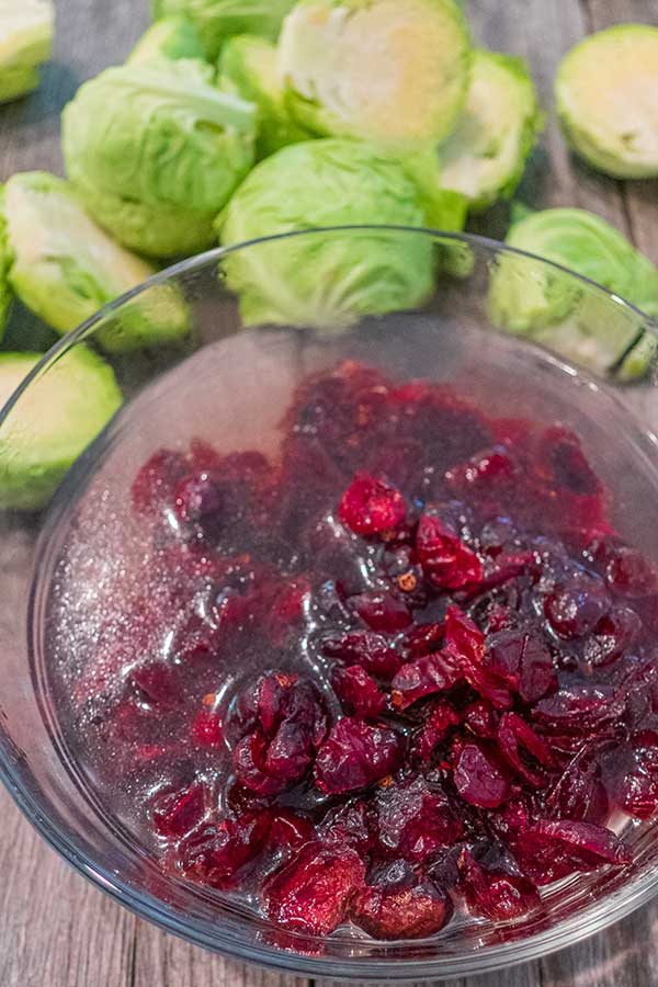 dried cranberries in a bowl of water