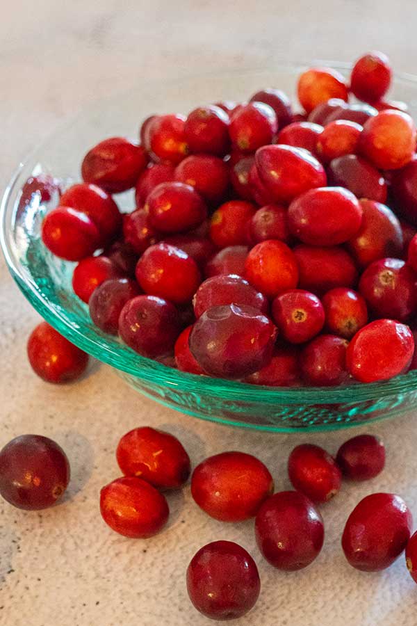 fresh cranberries in a bowl