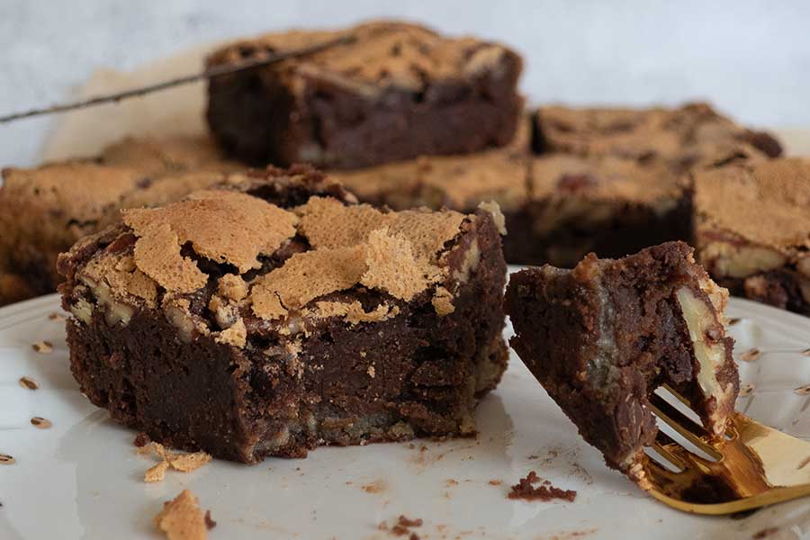 fudgy pecan brownie squares for game day