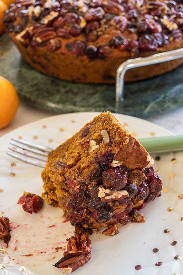 slice of gluten-free christmas cake on a plate