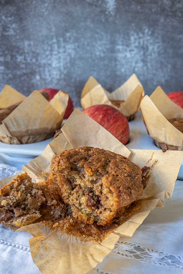 half of grain-free cinnamon apple lemon muffin