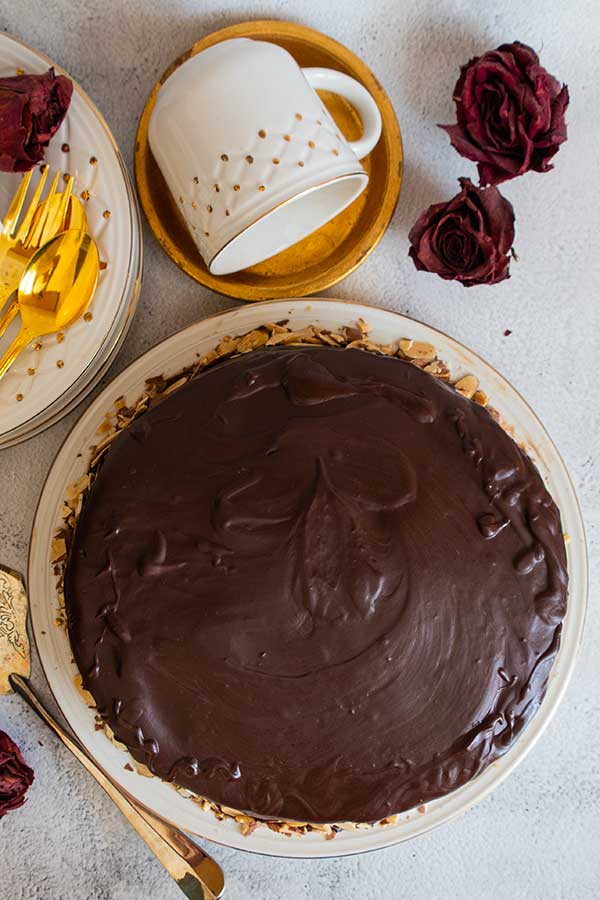 top view of sacher torte