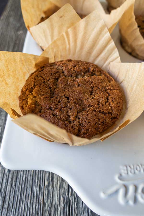 single baked grain-free cinnamon apple lemon muffin