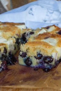 slice of keto cream cheese blueberry butter cake