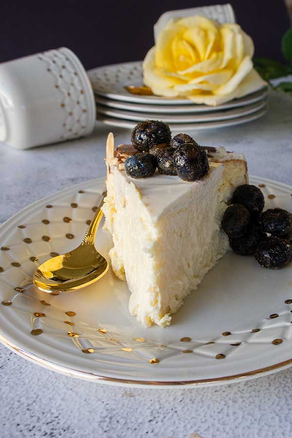 slice of italian cheesecake on a plate