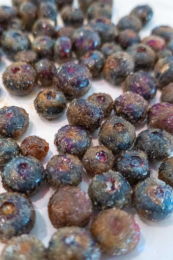 scattered sugared blueberries