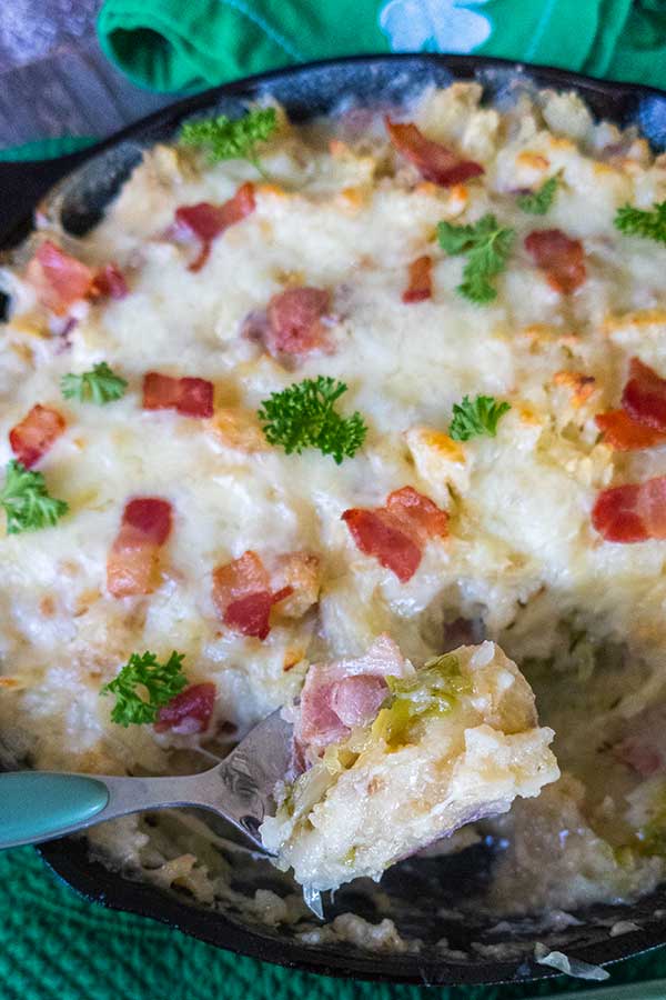 close up or Irish potato casserole