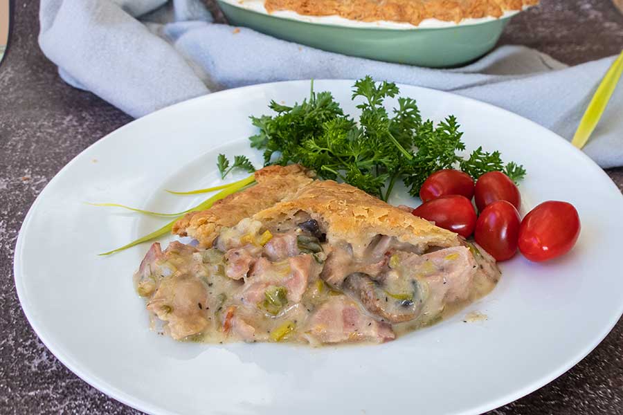 slice of mushroom chicken pot pie