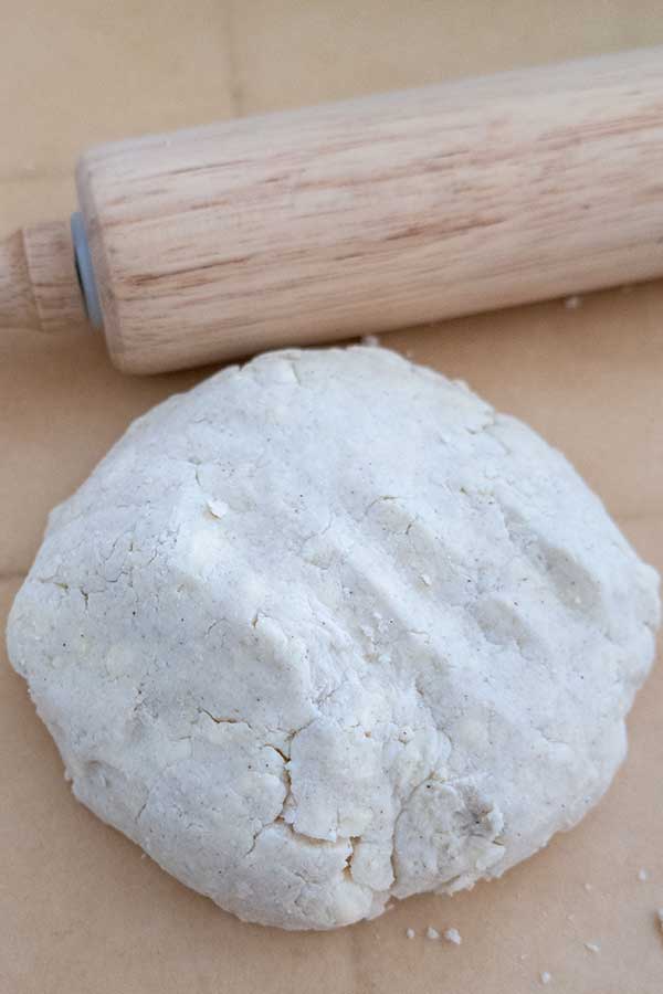 gluten-free pie dough and a rolling pin