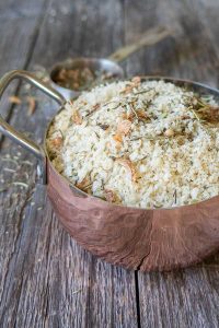 gluten-free panko breadcrumbs with herbs in a pan