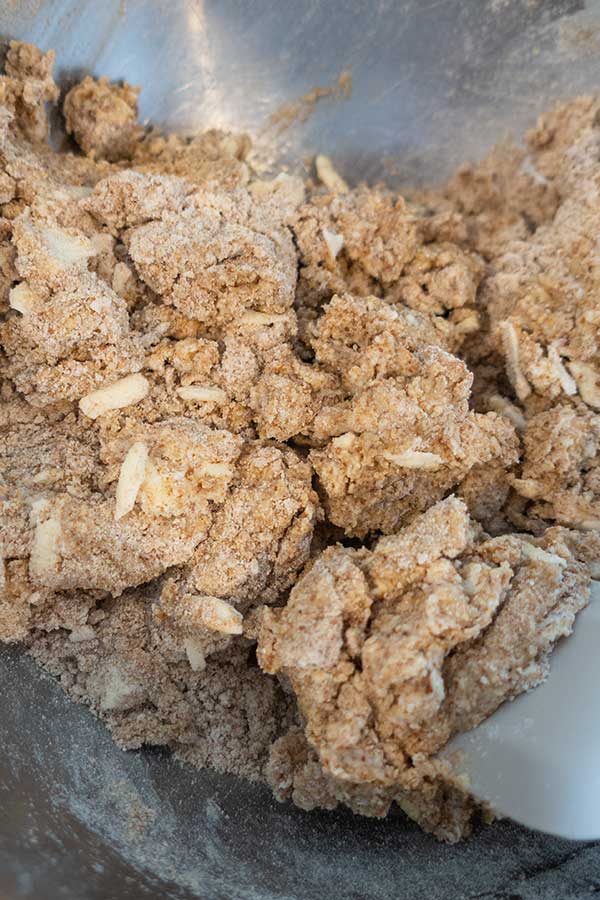 clumps of scone dough in a bowl