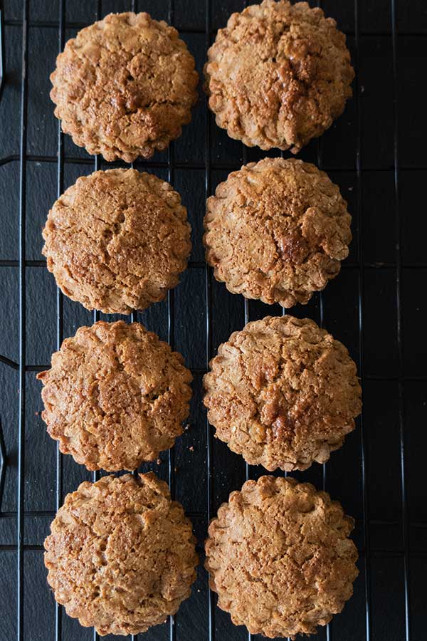 jam-bellied flax scones on a cooling rack