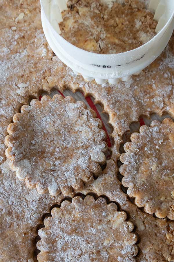 cut out circles in rolled dough