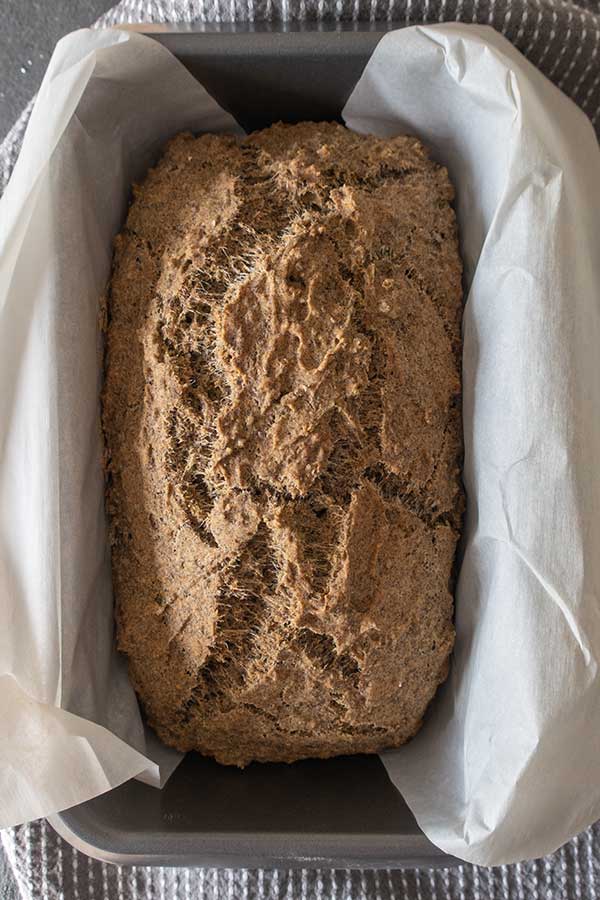 baked bread in a loaf pan