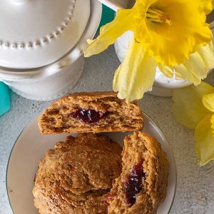 Gluten-Free Jam-Bellied Flax Scones