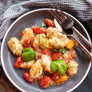 Gluten-Free Cheesy Gnocchi With Cherry Tomatoes and Basil