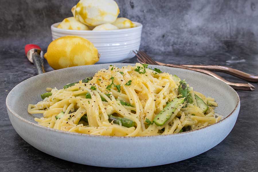 lemon pasta with asparagus, gluten free