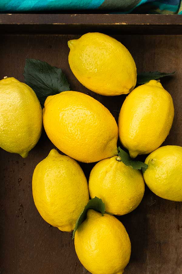 lemons in a wooden box