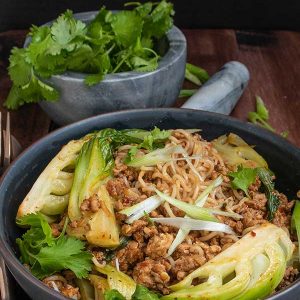 Spicy Sambal Pork Noodles with Bok Choy – Gluten Free