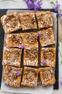 sliced apricot Danish coffee cake, gluten free