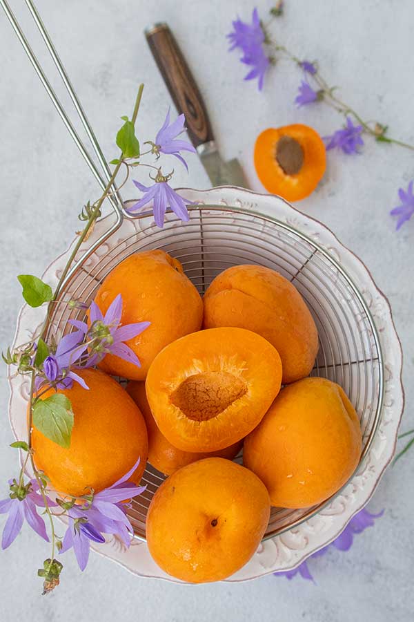 fresh apricots in a bowl