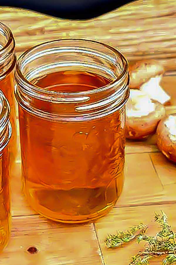 vegan mushroom broth in a jar