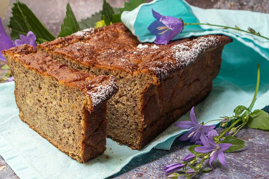 sliced zucchini banana flax bread