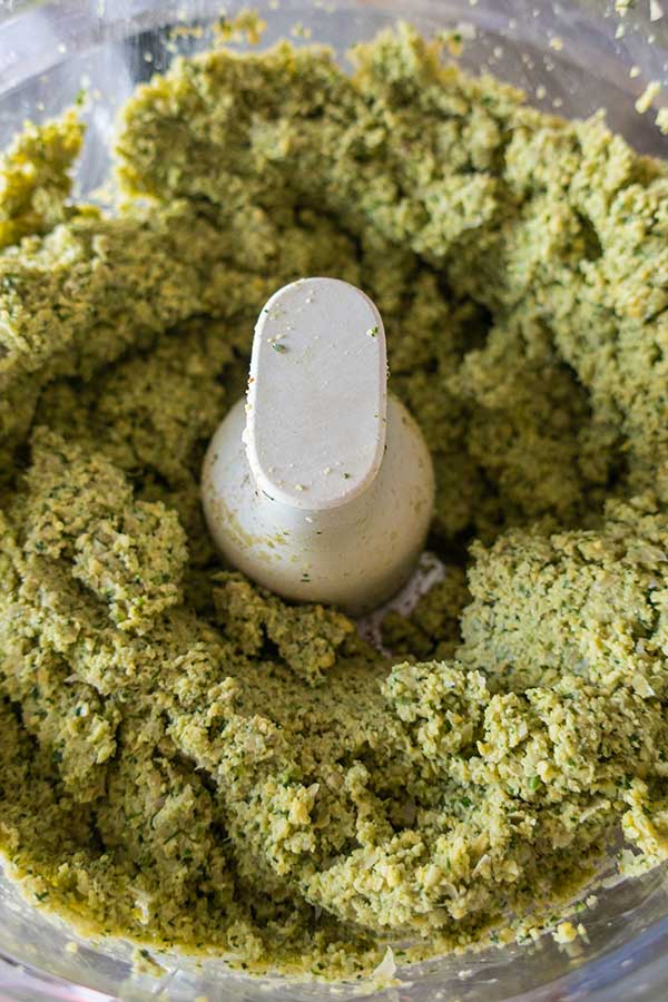 falafel mixture in a food processor