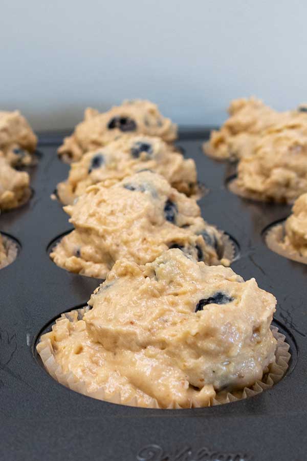 muffin pan filled with batter