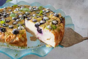 slice of dairy free, grain free, moroccan yogurt summer dessert