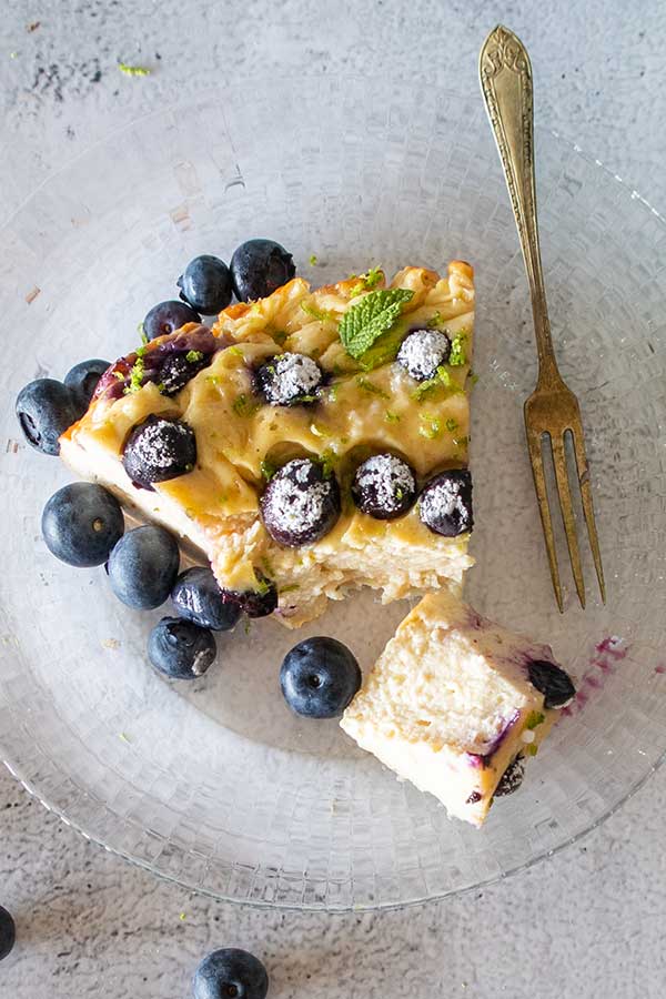 one slice of Moroccan-style yogurt cake on a plate