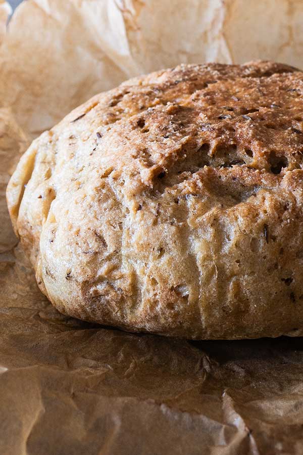 baked caraway round loaf