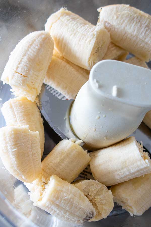bananas in a food processor bowl
