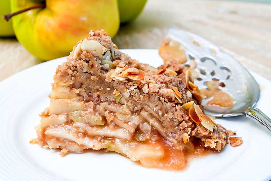 slice of crust free apple pie on a plate