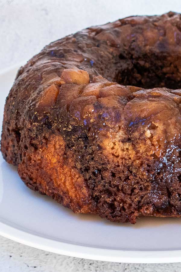 baked apple cinnamon monkey bread inverted on a plate