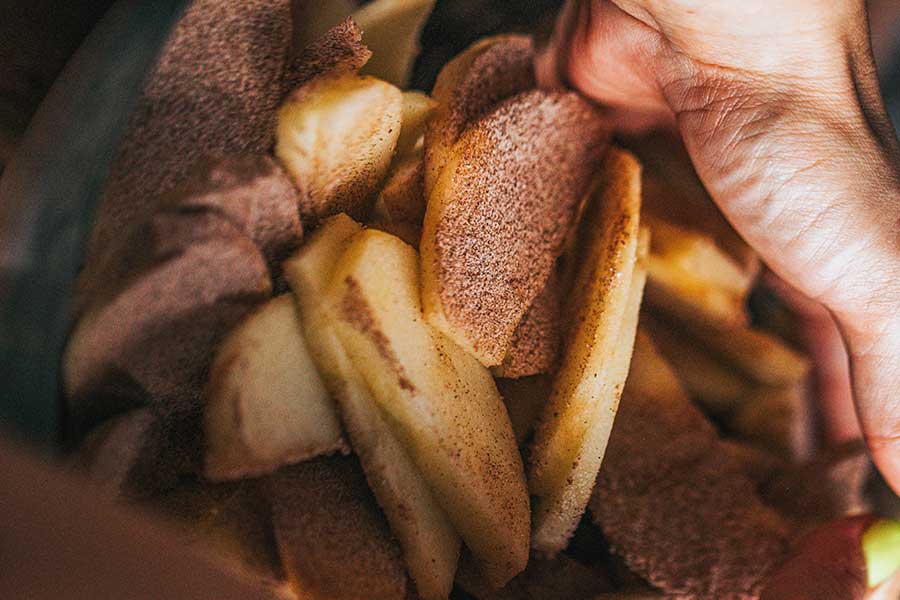 sliced apples with spices