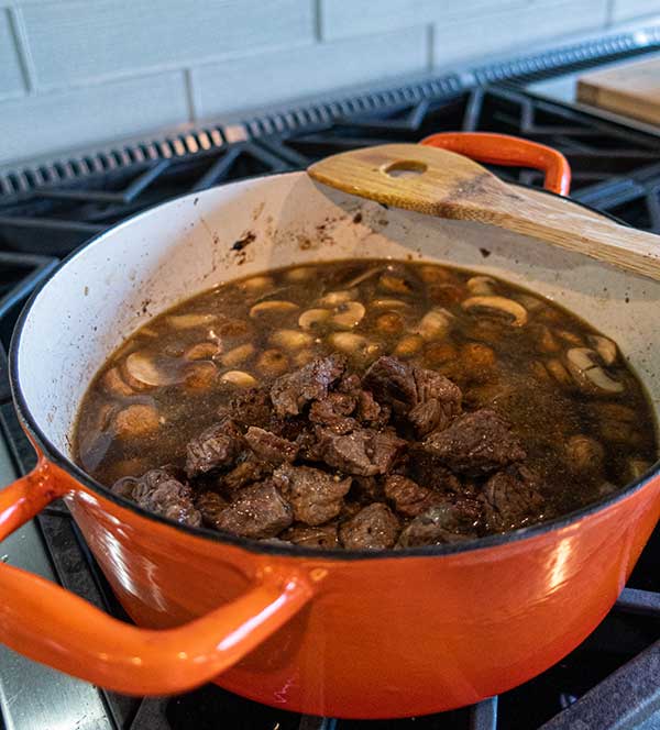 beefy soup in a pot