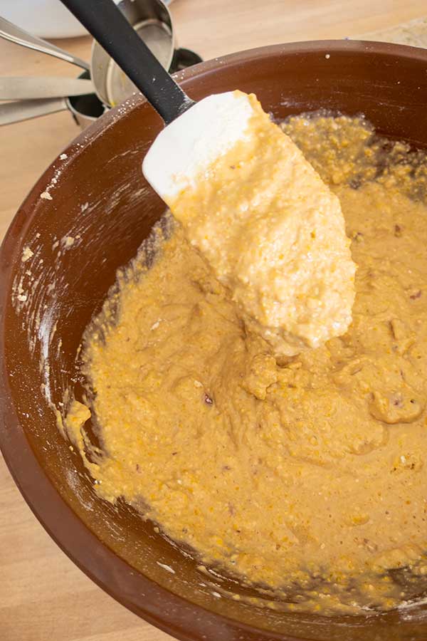 batter in a bowl with a spatula