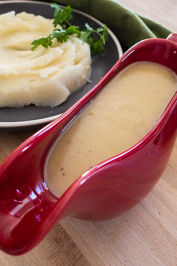 gravy made without drippings in a gravy boat