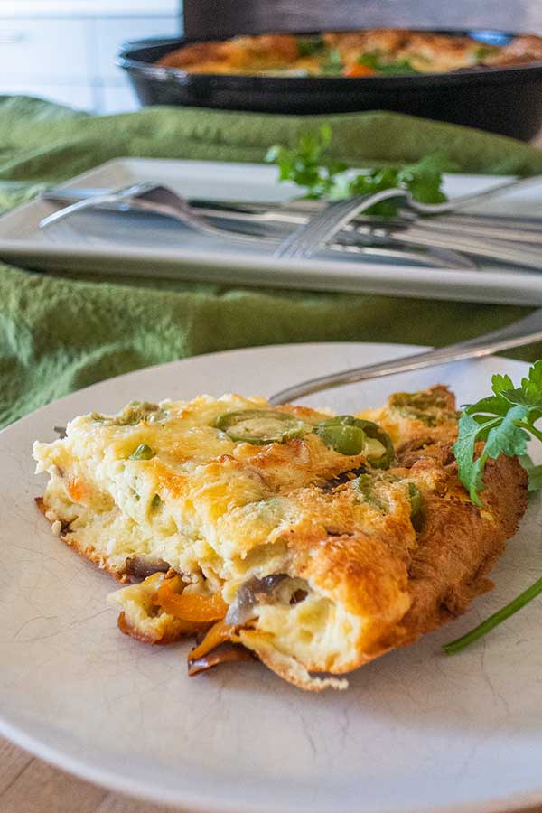 a slice of savory popover on a small plate