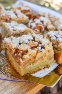 a slice of gluten free German apple cake